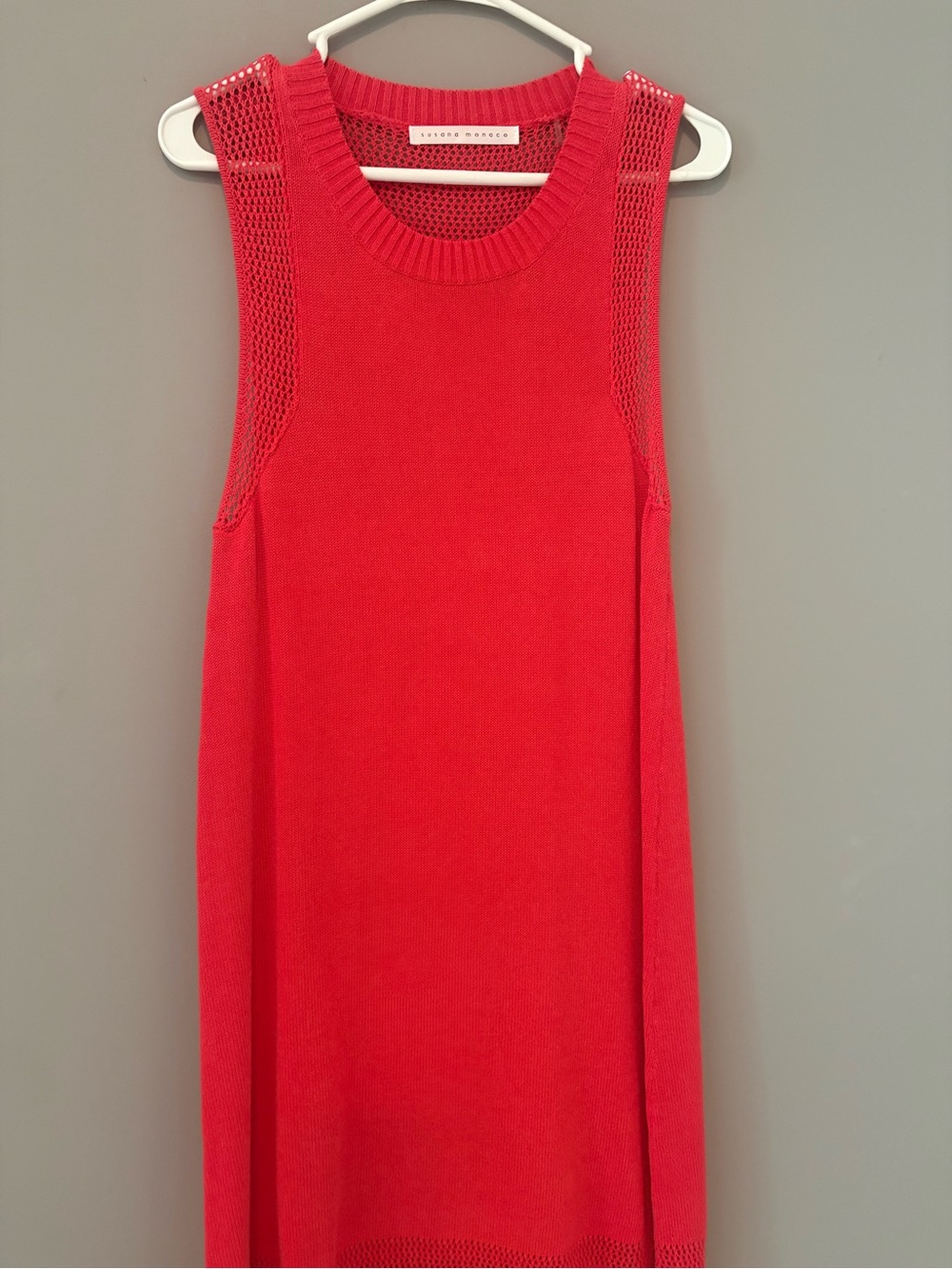 Susana Monaco Red Sleeveless Crewneck Knit Dress